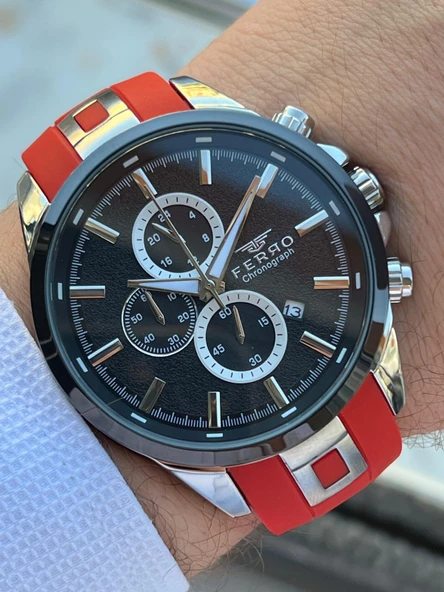 Ferro Silikon Kordon İç Fonksiyonları Aktif 30 Mt Suya Dayanıklı Erkek Kol Saati EFM.31380-KJ2 - Resim 2