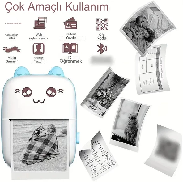 QASUL Taşınabilir Portatif Mini Cep Yazıcı Bluetooth Bağlantılı Telefon Bilgisayar Tablet Uyumlu Etiket Yazıcı - 6