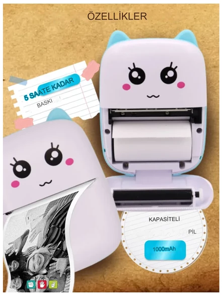 QASUL Taşınabilir Portatif Mini Cep Yazıcı Bluetooth Bağlantılı Telefon Bilgisayar Tablet Uyumlu Etiket Yazıcı - 2