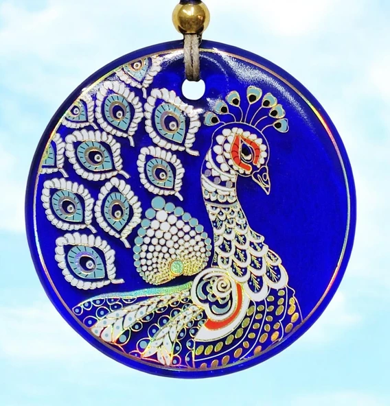 Tavus Kuşu Şekilli Yaldızlı Duvar Süsü Cam Hediyelik Dekor - 4