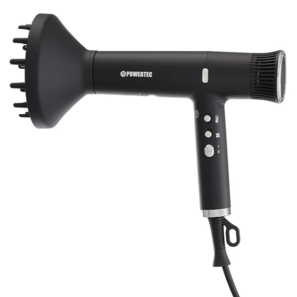 Powertec TR-4444 Profesyonel Süperlux Ionic Fön Makinası Siyah