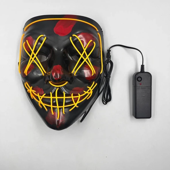 Halloween Maske Neon Sarı Işıklı - 3
