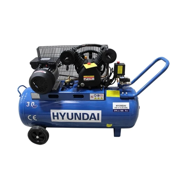 Hyundai Hm-V-0.25 Hava Kompresörü 100 Lt. Çift Kafa Monofaze - 3
