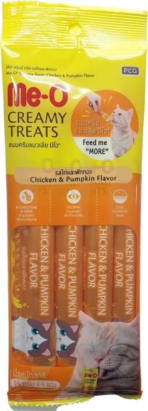 Me-O CreamyTreats Tavuklu Bal Kabaklı Jel Mama 15gr x 4 - Resim 2
