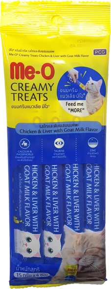 Me-O CreamyTreats Tavuk Ciğer Keçi Sütlü Jel Mama 15gr x 4