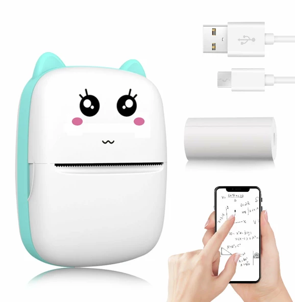 QASUL Taşınabilir Portatif Mini Cep Yazıcı Bluetooth Bağlantılı Telefon Bilgisayar Tablet Uyumlu Etiket Yazıcı