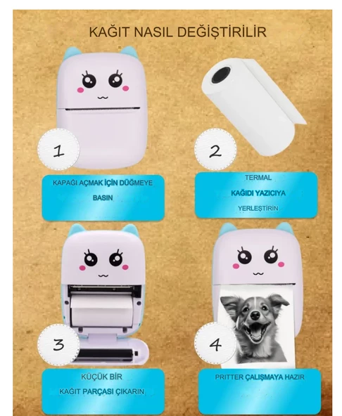 QASUL Taşınabilir Portatif Mini Cep Yazıcı Bluetooth Bağlantılı Telefon Bilgisayar Tablet Uyumlu Etiket Yazıcı - 5