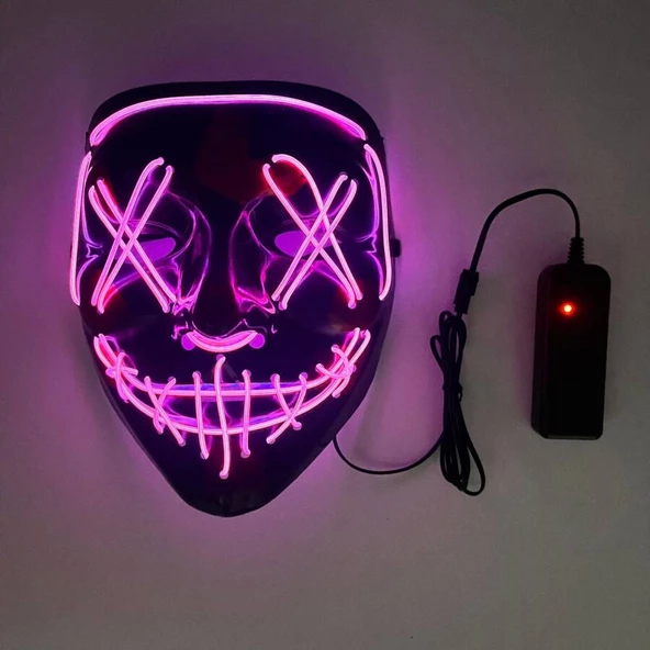 Halloween Maske Neon Mor Işıklı