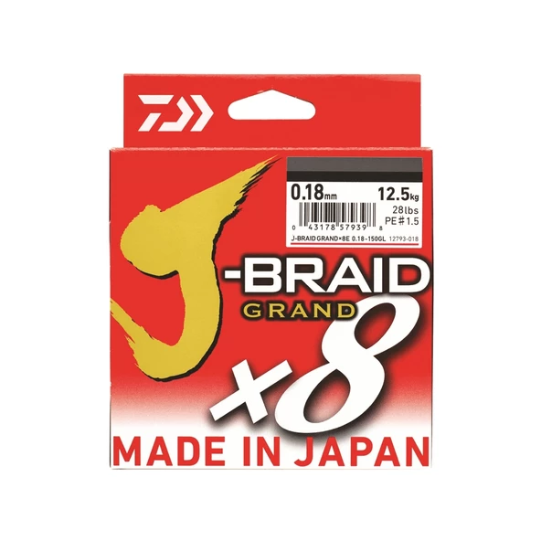 Daiwa J-Braid Grand 8B Multicolor 300m İp Misina Kalınlık (mm) : 0,18mm - 2
