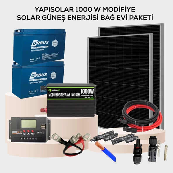 Yapısolar 1000 W Solar Güneş Enerjisi Bağ Evi M Paketi