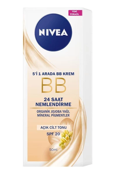 Nivea Essentials BB Krem,24 Saat Nemlendirme + Işıltı Açık Ton Gündüz Yüz Bakım Kremi 50 ml