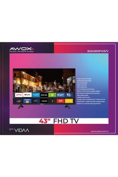 Awox B234300 Full HD 43" 109 Ekran Uydu Alıcılı Smart LED TV - 3