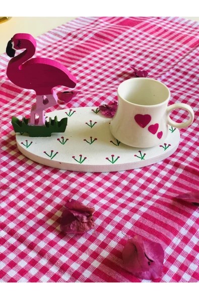 Flamingo Pembe Kalpli Kahve Fincanı Ve Sunumluk Seti