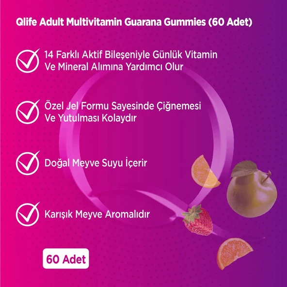 Adult Multivitamin Guarana Gummies Çiğnenebilir 60 Adet - 7