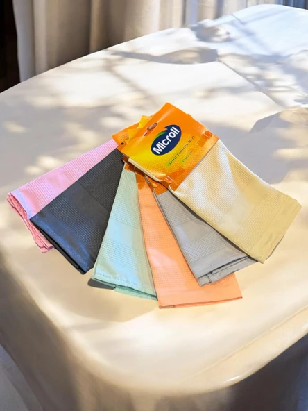 Microll Mikrofiber Sihirli Temizlik Bezi 6 Adet | Cam,Ayna,Mutfak,Banyo,Araç, Çok Amaçlı Temizlik Bezi (60 x 40 cm) - 4