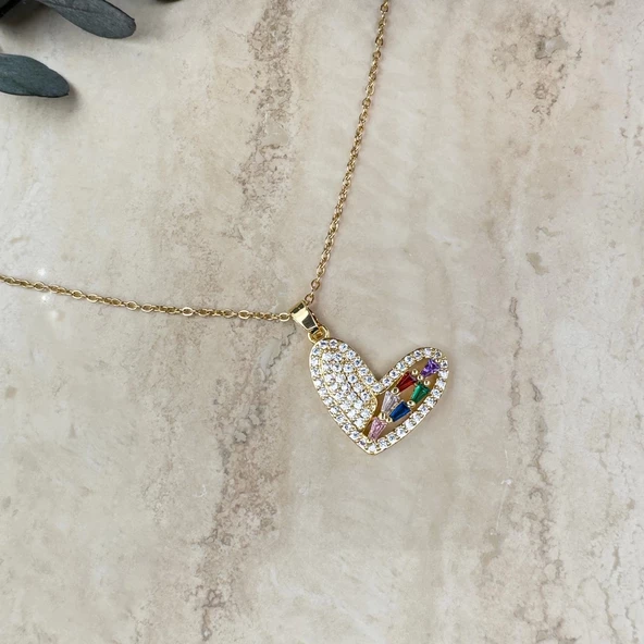 Kalp Zirkon Taşlı Kolye - 3