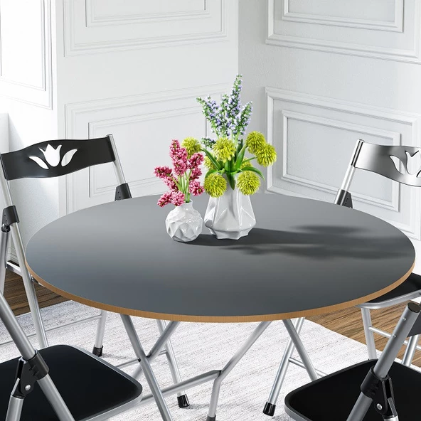 Eportatif Katlanır Masa ve 4 Adet Sandalye Seti Füme 1464 - 3