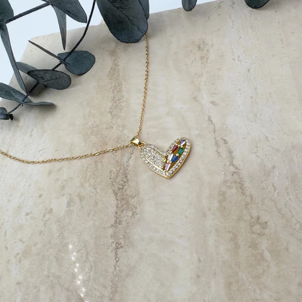 Kalp Zirkon Taşlı Kolye - 4