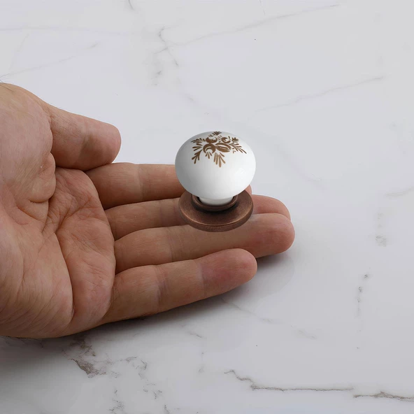 Eymen Polimer Düğme Kulp Tabla Antik Bakır Mobilya Mutfak Çekmece Dolap Kulpu Kulbu Kulpları 10 ADET - Resim 6