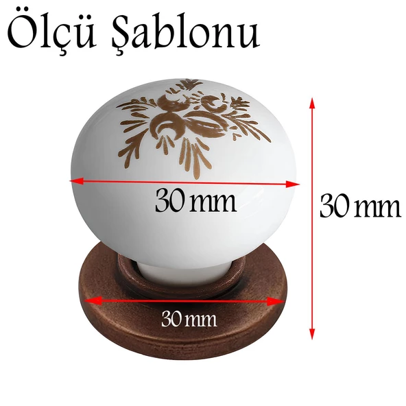 Eymen Polimer Düğme Kulp Tabla Antik Bakır Mobilya Mutfak Çekmece Dolap Kulpu Kulbu Kulpları 10 ADET - Resim 2
