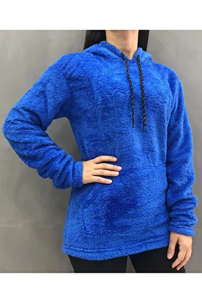 ixir Kadın Peluş Sweatshirt Açık Mavi