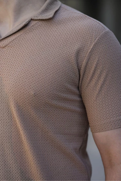 Burgu Desen Polo Yaka Erkek Tişört Kahve - 3