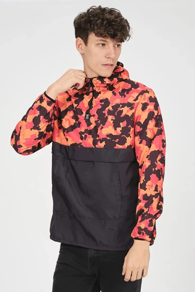 İxir Kanguru Cepli Yağmurluk Kırmızı Siyah Kamuflaj - 2