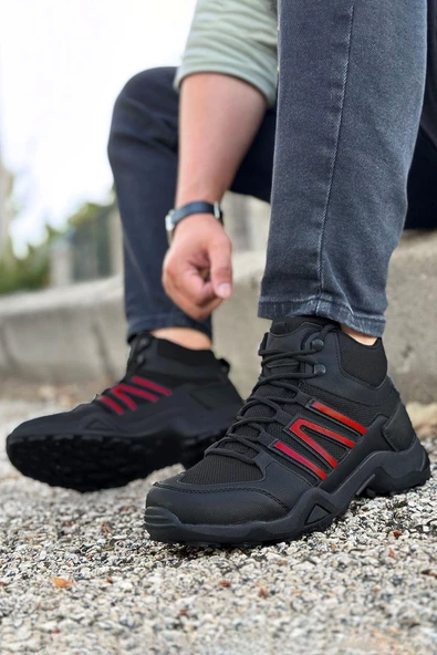 Big King Siyah Kırmızı Outdoor Trekking Erkek Spor Bot - Resim 2