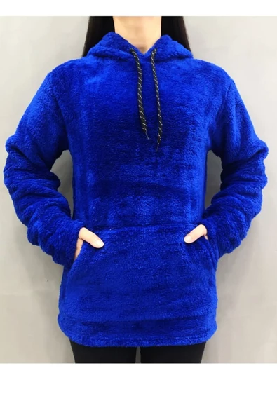 ixir Kadın Peluş Sweatshirt Sax Mavi - 2