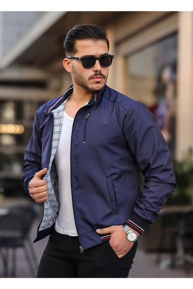 Mevsimlik Erkek Mont & Ceket Klasik Fermuarlı Lacivert - 3