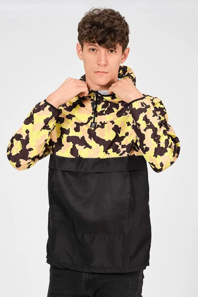 Kanguru Cepli Yağmurluk Sarı Siyah Kamuflaj - 4