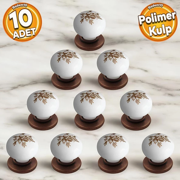Eymen Polimer Düğme Kulp Tabla Antik Bakır Mobilya Mutfak Çekmece Dolap Kulpu Kulbu Kulpları 10 ADET
