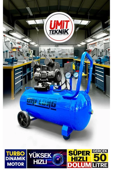 Süper Hızlı Dolum Yüksek Hızlı Motor YAĞSIZ  Bakır Sargı Turbo Motor 50LT  Hava Kompresörü 5LiTakım - 2