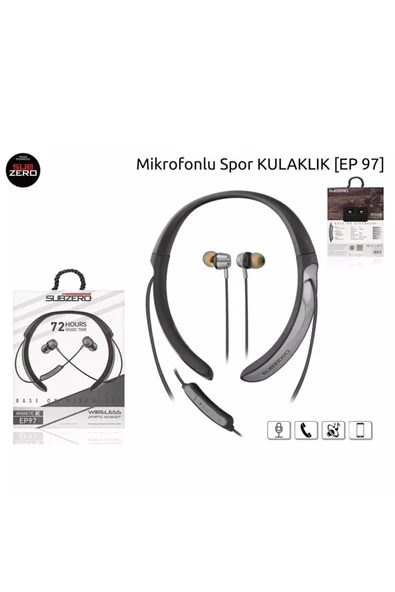 Subzero Ep97 Kablosuz Spor Kulaklık 72 Saat Bluetooth 5.0 Boyun Askılı Mıknatıslı Bass+