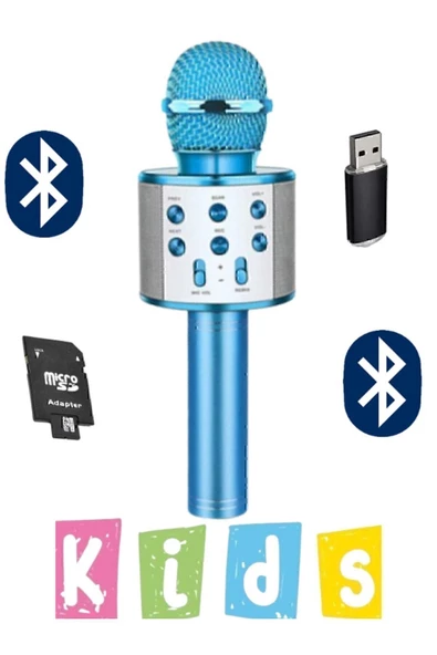 10numara Karaoke Mikrofon Dahili Hoparlörlü Usb Flash Tf Kart Destekli Ses Değiştirme Efektli Çocuk Mikrofonu