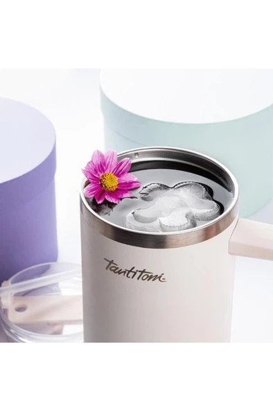 Tantitoni MOVE BEJ PASLANMAZ ÇELİK PİPETLİ TERMOS BARDAK 1.2L - Resim 2