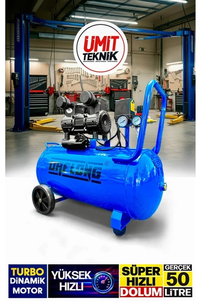 Süper Hızlı Dolum Yüksek Hızlı Motor YAĞSIZ  Bakır Sargı Turbo Motor 50LT  Hava Kompresörü 5LiTakım - 3