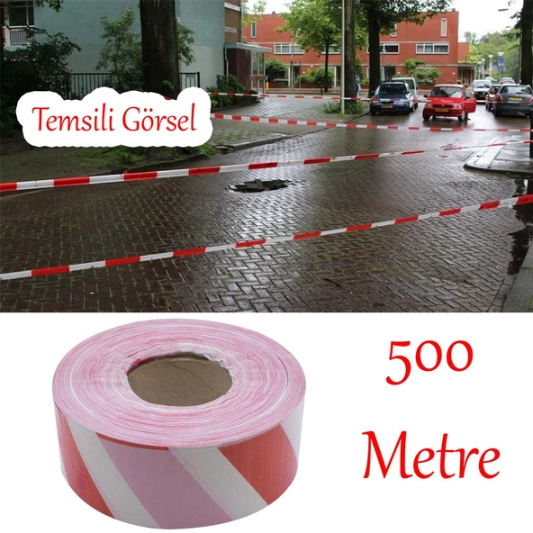 Emniyet Şeridi İkaz Uyarı Uyarıcı Bandı 500 Metre Bant En 6 cm İnşaat Kaza Olay Yeri Otopark Konut - 4