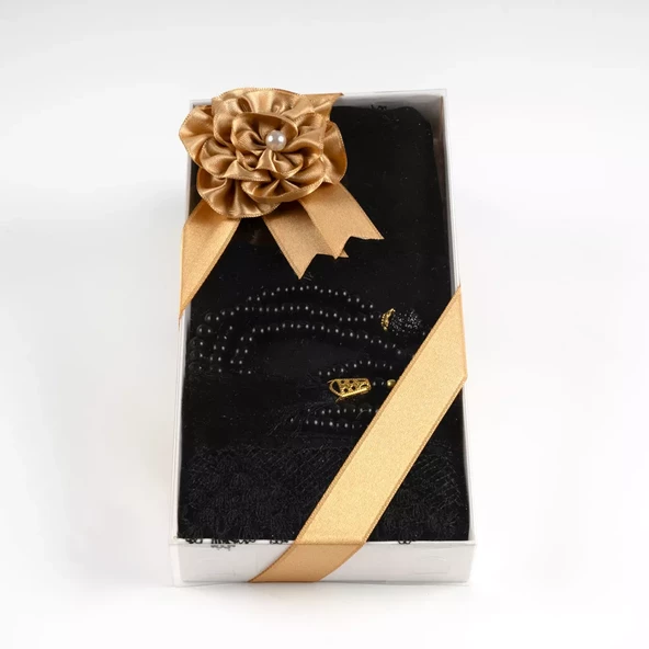 Namaz Örtüsü (Şal) + Tesbih Hediye Seti (Siyah)