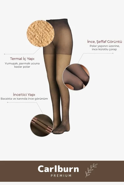 Özel Üretim Toparlayıcı Korse Etkili Rahat Şık Sıcak Tutan İçi Peluş Termal Ten Görünümlü Tayt Çorap - 4