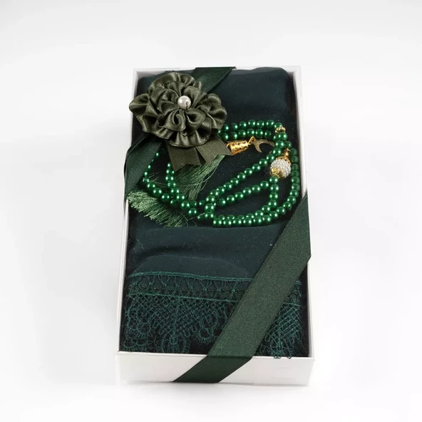 Namaz Örtüsü (Şal) + Tesbih Hediye Seti (Yeşil)