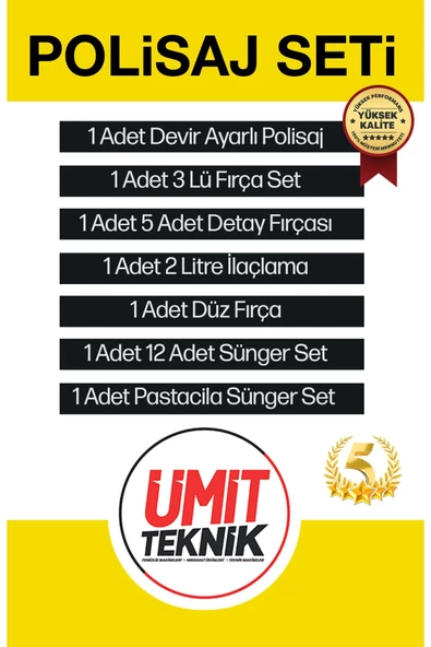 Full Detay 30 Parça 6 Kademe Ayarlı Polisaj Makinesi Koltuk Yıkama Zımpara Pasta Cila Takım - Resim 2