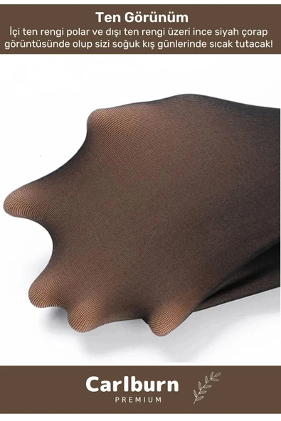 Özel Üretim Toparlayıcı Korse Etkili Rahat Şık Sıcak Tutan İçi Peluş Termal Ten Görünümlü Tayt Çorap - 3