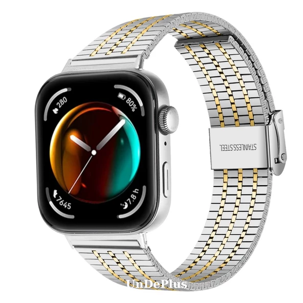 Huawei Watch Fit 4/Fit 4 Pro/Fit 3 Kordon Pul Dizayn Metal Kordon Balık Sırtı - 11