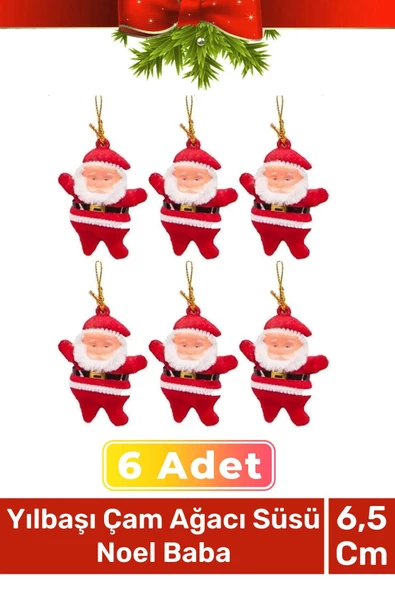 Özel Üretim Lüks Noel Parti Dekoratif Yeni Yıl Kış Yılbaşı Çam Ağacı Süsü Noel Baba 6'lı