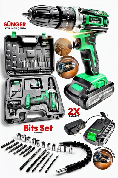 Güçlendirilmiş Pil Prime 99658PROX Darbeli Metal Şanzuman Çift Akülü Vidalama Pro Çanta MatkapTakım - 4