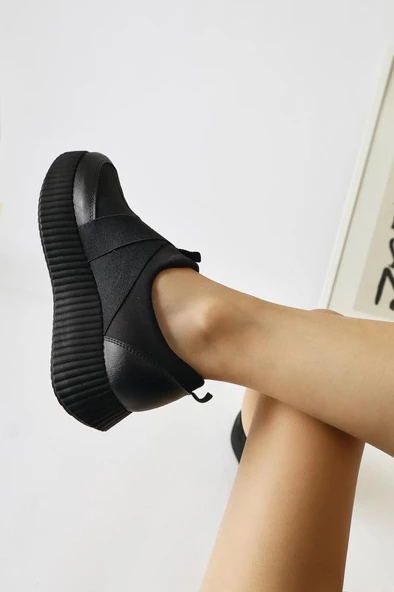 Papuçcity Fendii 02994 Bağcıksız Yüksek Taban Kadın Spor Ayakkabı - Resim 3