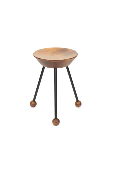 Tabure Sandalye Ahşap Siyah 3 Ayaklı 47 Cm - 5