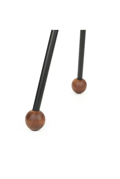 Tabure Sandalye Ahşap Siyah 3 Ayaklı 47 Cm - 6