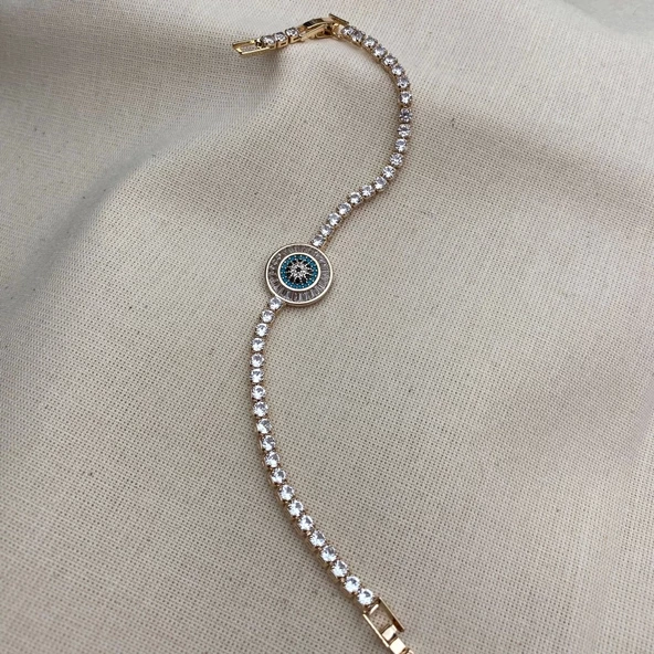 Zirkon Taşlı Nazarlı Su Yolu Bileklik - 2